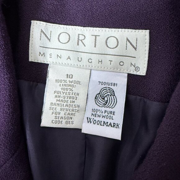 Norton McNaughton Plum Purple 2 Piece Suit 100% Pure New Wool Sz 10 Fully Lined - Picture 2 of 10